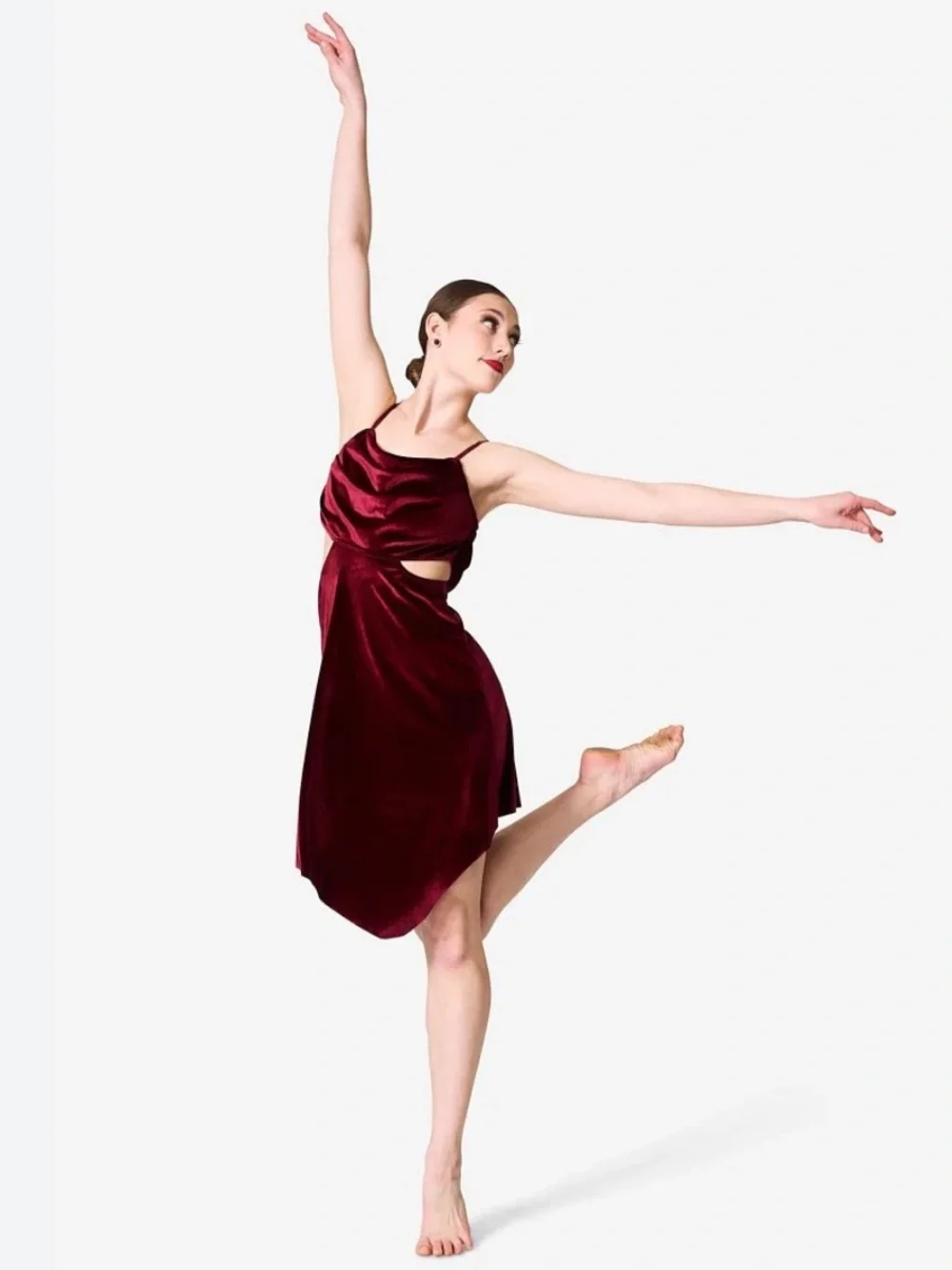 Revolution Dance Costume Burgundy Velvet Dress AS IT UNFOLDS sz  MA